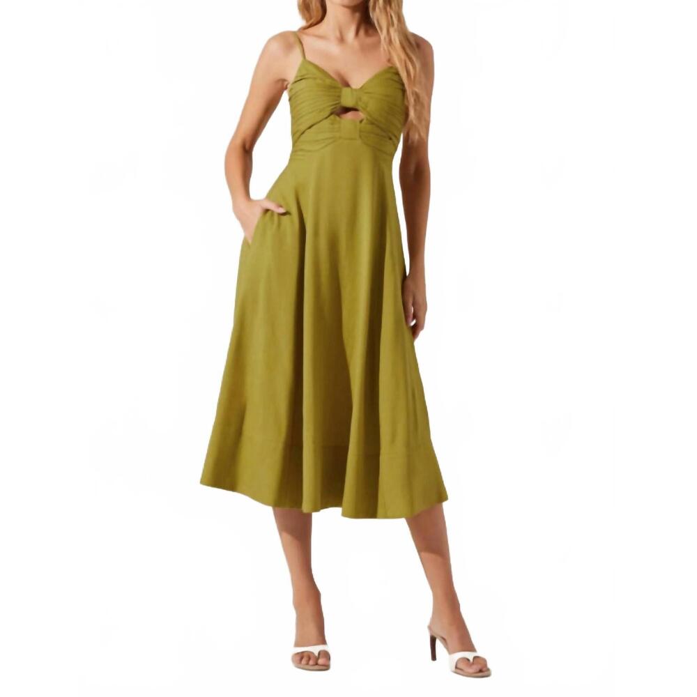 NWT ASTR Celina Midi Dress in Chartreuse